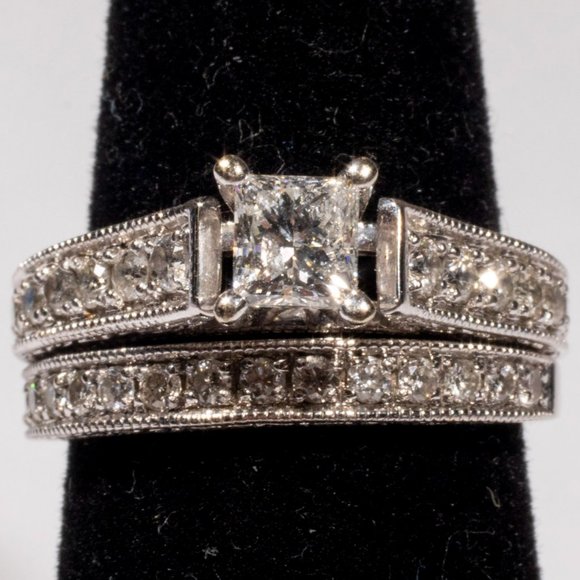 14k wg diamond wedding set